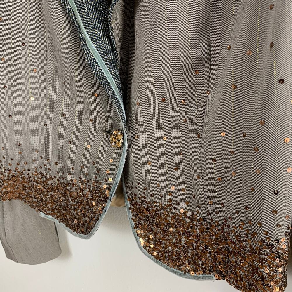 Vintage True Meaning Blazer Sequin Pinstripe Tweed Trim Jacket Size 12 Jewels - Picture 7 of 10